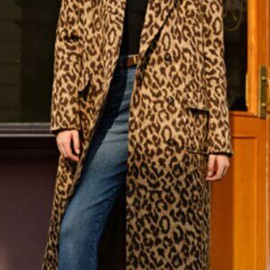 Leopard Wool Coat with Pockets by Commense